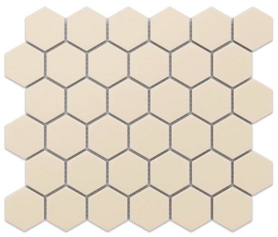 Ilcom Mosaic Tile Sheet In Ceramic On Mesh 32.3Cm X 27.7CmBeige Hive from B&Q