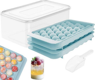 B&Q -  Mini Sphere Ice Cube Tray X 2 And Holder Blue
