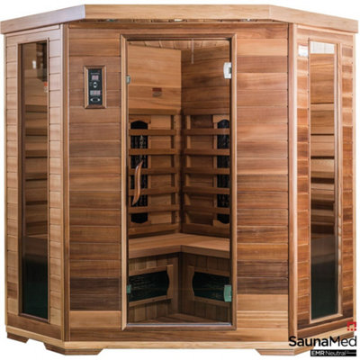 Saunamed 4-5 Person Indoor Luxury Corner Cedar Far Infrared Sauna Emr Neutral™