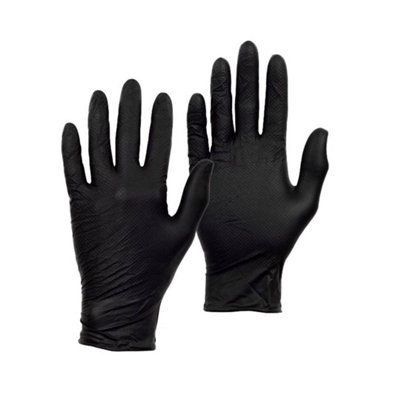 Pegdev Draco Grip150 X Premium Black Nitrile GlovesPowder-FreeDisposableLatex-FreeTextured Grip Size (Large)75 Pairs from B&Q