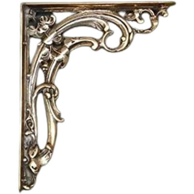 Castelion Single Medium Brass Victorian Scroll Leaf Shelf Bracket from B&Q