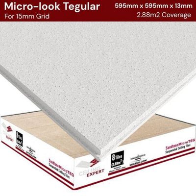 Suspended Sandtone Surf Tegular Ceiling Tiles Micro-Look  595mm X 595mm Similar To Zentia Aruba Ceiling Expert Ltd from B&Q