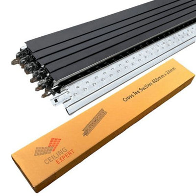 Pack Of 10 Black Cross Tee Section 600mm X 24mm Components Ceiling Expert Ltd from B&Q