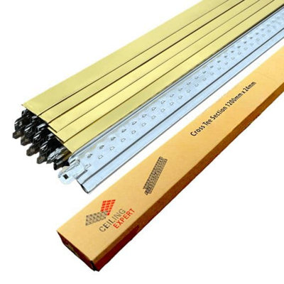 Pack Of 10 Gold Cross Tee Section 1200mm X 24mm Bar 1200 Ceiling Expert Ltd from B&Q