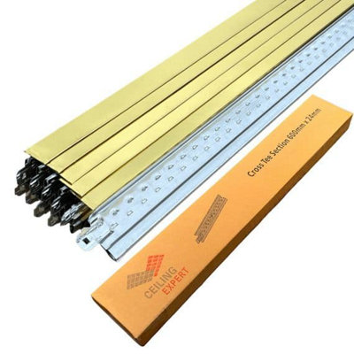 Pack Of 10 Gold Cross Tee Section 600mm X 24mm T Bar For Suspended Grid System Ceiling Expert Ltd from B&Q