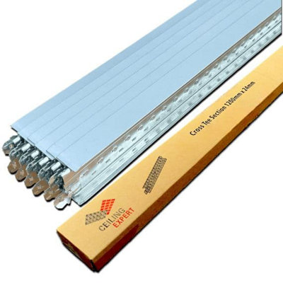 Pack Of 10 Silver Cross Tee Section 1200mm X 24mm Suspended Ceiling Grid Componets Ceiling Expert Ltd from B&Q