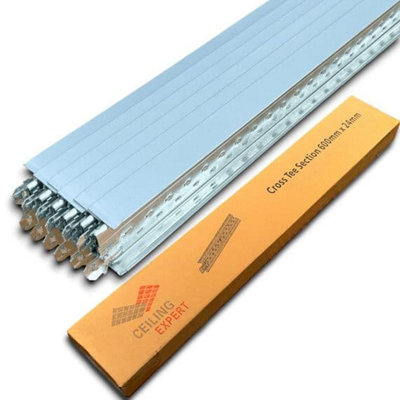 Pack Of 10 Silver Cross Tee Section 600mm X 24mm Suspended Ceiling Grid Components Ceiling Expert Ltd from B&Q