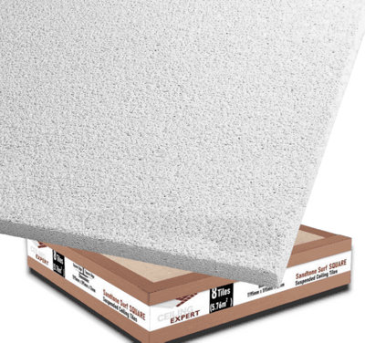 Suspended Sandtone Square Ceiling Tiles 595mm X 595mm 12mm Like Dune Evo Zentia Or Aruba Ceiling Expert Ltd from B&Q