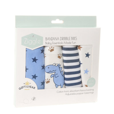 Ziggle Baby Bandanna Dribble Bib SetDino & Stars from B&Q