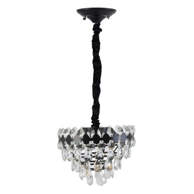 Darphe Black Transparent Crystal Ceiling LightDimmable from B&Q
