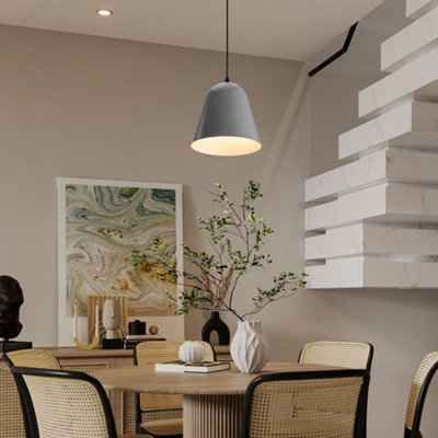 Darphe Modern Industrial Pendant Light Adjustable Grey Iron Pendant Light E27 from B&Q