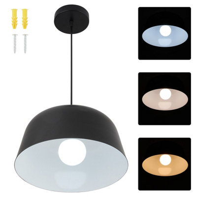 Darphe 32Cm Dia Durable Black Metal Pendant Light Industrial Style,modern Dining Room Light from B&Q