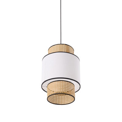Darphe Nordic Style Fabric Rattan Pendant Light E27 from B&Q