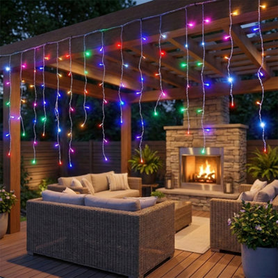 Darphe 10M Solar Powered Led Icicle String Lights With Remote Control,colourful from B&Q