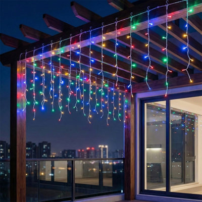Darphe 20M Solar Powered Led Icicle String Lights With Remote Control,colourful