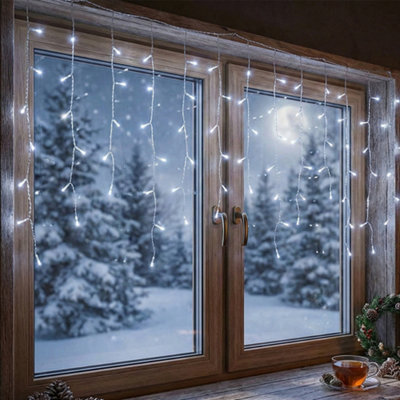 Darphe 20M Solar Powered Led Icicle String Lights With Remote Control,white Light