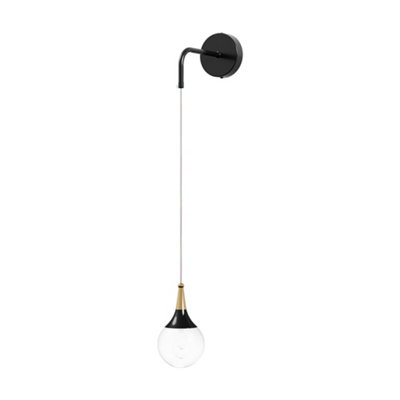 Darphe Black Base Transparent Crystal Round Wall Light from B&Q
