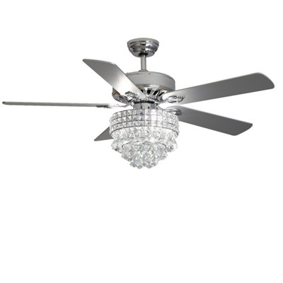 Darphe Modern Crystal 3 Light Ceiling Fan With Remote from B&Q