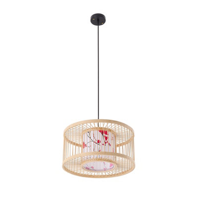 Darphe E27 Semi Open Bamboo Pendant Light from B&Q