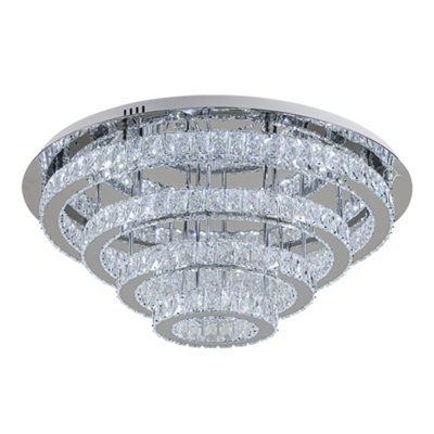 Darphe 120W Chrome Finish Crystal Flush Mount Ceiling Light,cool White from B&Q