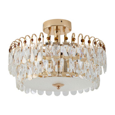 Komore Double Layer Tiered Round Crystal Ceiling Light,gold from B&Q