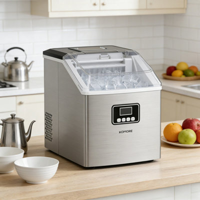 B&Q -  180W Stainless Steel Countertop Ice Maker,2.2L Tank