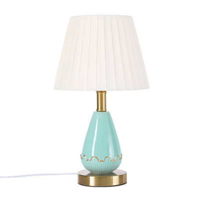 B&Q -  Antique Bronze Ceramic Iron Table Lamp Plug In Bedside Study Reading Lamp