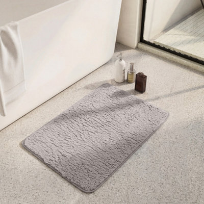 Darphe Grey Rectangular Non Slip Polyester Bath Mat 60Cm W X 40Cm D from B&Q