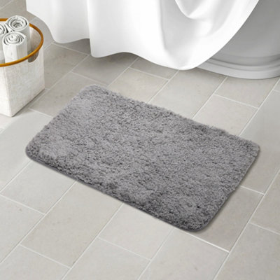 Darphe Grey Soft Super Absorbent Non Slip Bath Rug 60Cm L X 40Cm W from B&Q