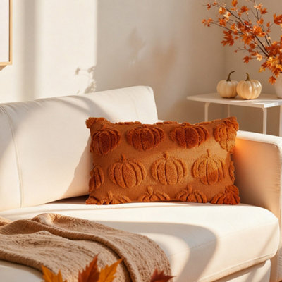 Darphe Orange Autumn Halloween Decorative Soft Pumpkin Throw Pillow 50Cm W X 30Cm D from B&Q