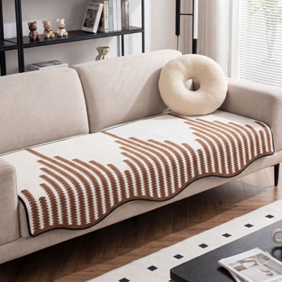 Darphe Brown Chenille Anti-Slip Sofa Couch Furniture Protector 240X90Cm from B&Q