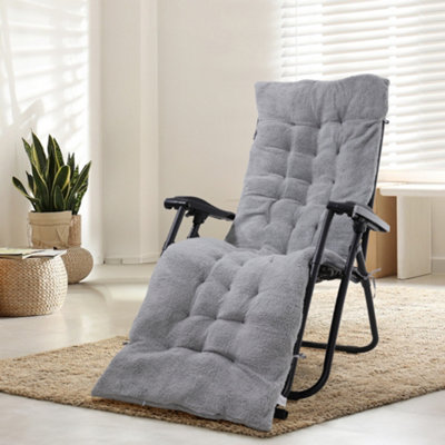 Darphe Grey Thick Sherpa Fleece Reversible Lounge Cushion With Ties 125X48Cm from B&Q