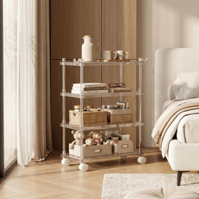 Darphe Vertical 4 Tier Plastic Metal Storage Cart With Hooks And Wheels from B&Q