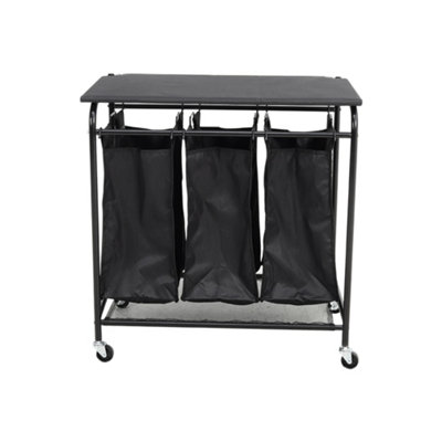Darphe Black Triple Bag Rolling Laundry Sorter With Lift Up Ironing Board from B&Q