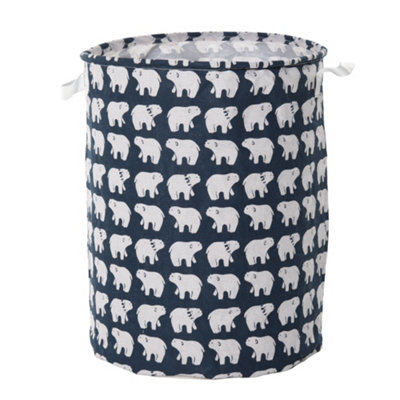 B&Q -  Foldable Linen Laundry Hamper With Handles Bear Print