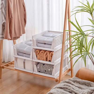 Darphe Set Of 4 White Stackable Pp Wardrobe Organiser Drawers Pull Out from B&Q