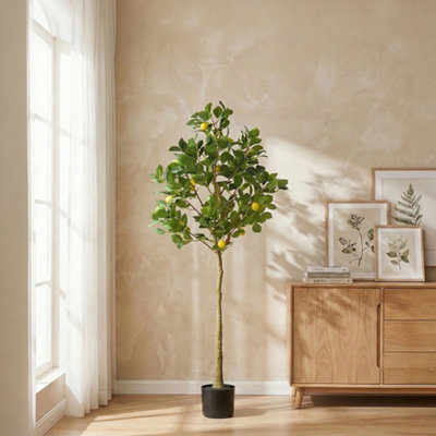 Darphe 158Cm Artificial Lemon Tree Potted Plant Home Decoration With Yellow Fruits And Black Pot