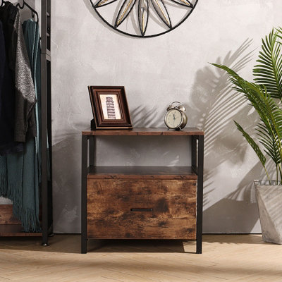 Darphe Brown Black Industrial 1 Drawer Bedside Table With Shelf For Bedroom from B&Q