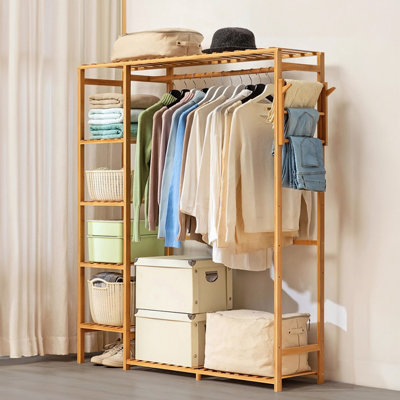 Darphe Freestanding Wooden Clothes Rack With Hanging Rod And Shelves from B&Q