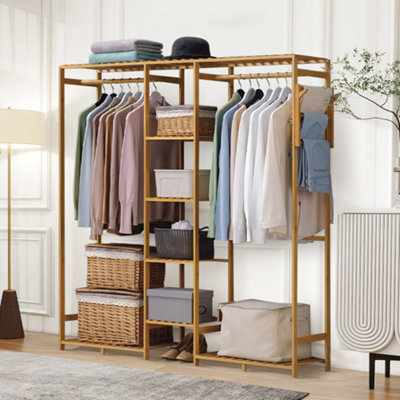 Darphe Freestanding Wooden Clothes Rack With Side Hooks from B&Q