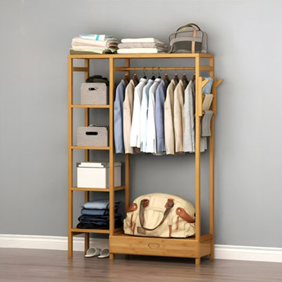 Darphe Freestanding Wooden Clothes Rack With Hooks And Drawer from B&Q