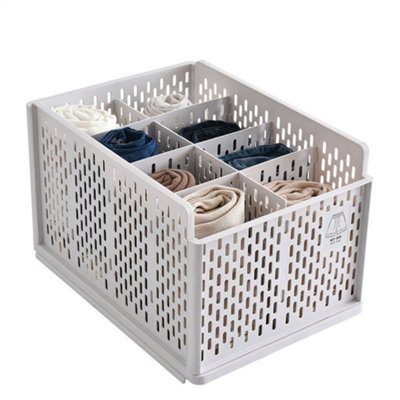 Darphe Off-White Plastic Stackable Clothes Storage Basket Drawer Organizer from B&Q