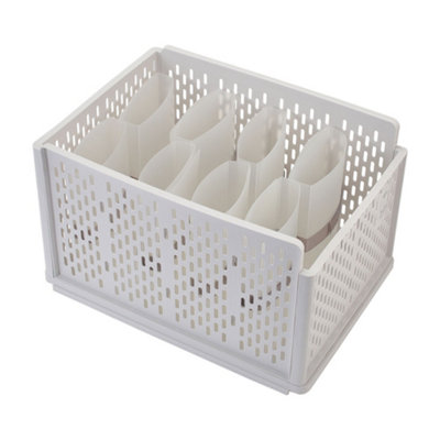 Darphe Off-White Plastic Stackable Clothes Storage Basket Drawer Organizer from B&Q