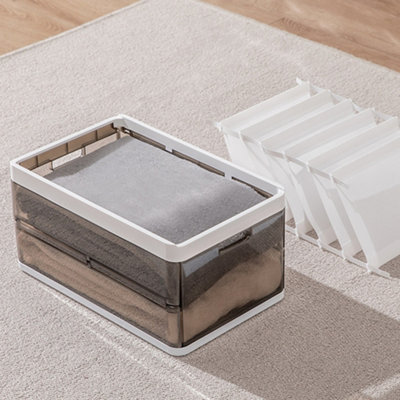 Darphe Folding Plastic Clothes Organiser Wardrobe Drawer Storage Box With Divider from B&Q