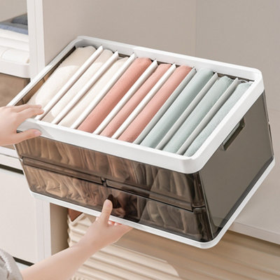 Darphe Folding Plastic Clothes Organiser Wardrobe Drawer Storage Box With Divider from B&Q