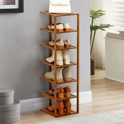 Darphe 7 Tier Natural Bamboo Vertical Shoe Rack For Entryway Hallway from B&Q
