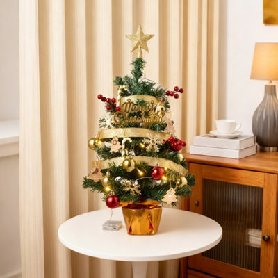Darphe Tabletop Artificial Christmas Tree Decoration With Led String Lights