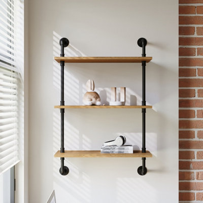 Darphe 3 Tier Industrial Pipe Wall-Mounted Shelves With Mdf And Iron from B&Q
