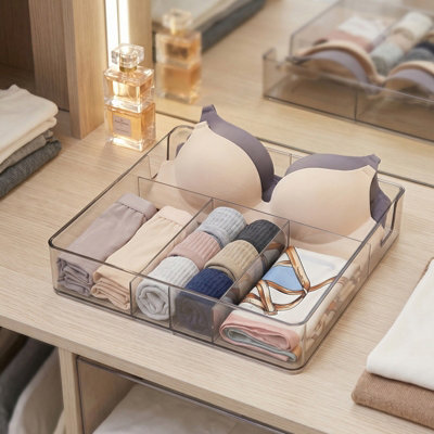 Darphe Adjustable Clear Pet Drawer Organiser With 4 Compartments For Neatly Sorted Items from B&Q