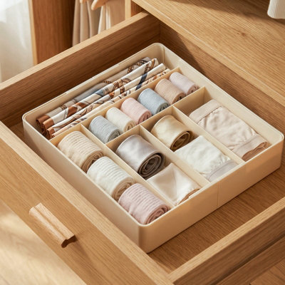 Darphe Adjustable Beige Pet Drawer Organiser With 6 Divided Compartments from B&Q